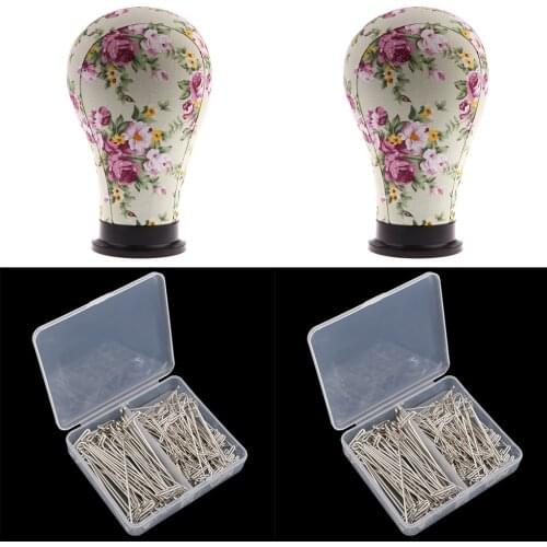 Wigs Making Cork Head Canvas Block Mannequin Model,2 Box,300 PCS T Shaped Needle Pins for Practice Training Wig Making
