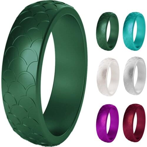 2pcs Trendy Popular Fish Scale Silicone Female Ring Colorful For Birthday Silicone Wedding Environmental Sports Rings