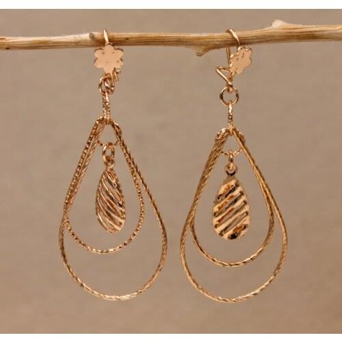 Trendy Oval Round Metal Gold Copper Drop Earrings For Women Fashion Jewelry Accessories Woman Dangle earring Wedding party Gift