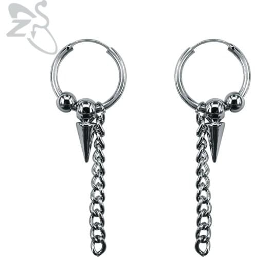 ZS Punk Rock Korean Earrings for Men Chain Tassel Hanging Earrings Ear Piercing K-pop GD Earrings Male Female Party Jewelry