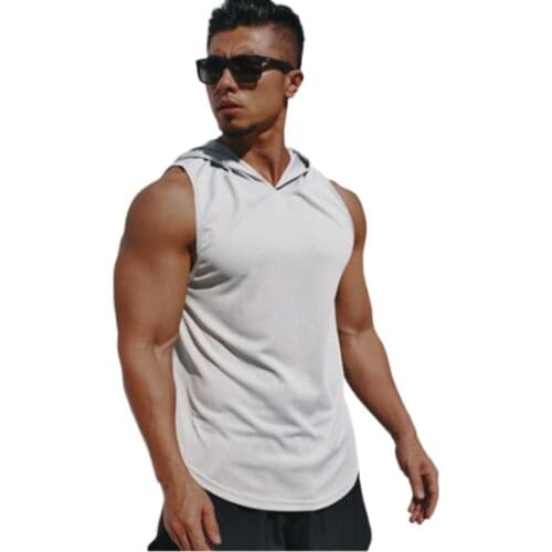 2021Summer Mens Vest Hooded Quick-drying Running Basketball Training Sports Casual Fashion Mens Clothing Streetwear Tank Top