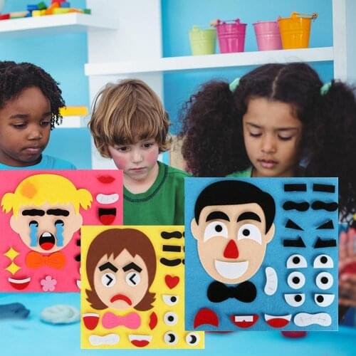 Expressions DIY Felt Fabric Handmade Stickers Toys for Children Emotion Change Puzzle Teaching Aids Kids Educational Toys
