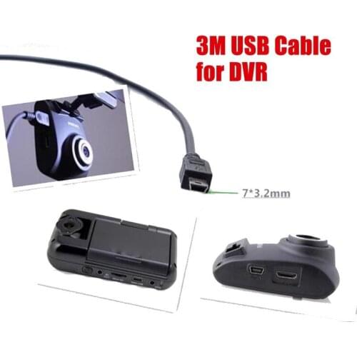 New Car Charging 3M USB Cable for Car DVR Camera HUD 2Pcs