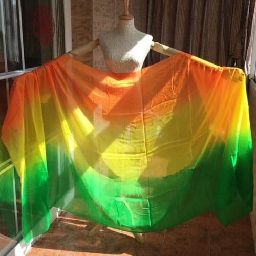 New color Orang/Yellow/Green 100% real silk belly dance Veil fashion cheap dancing Veils sexy belly dance costume Veil wholesale