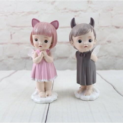New INS style birthday party cake decoration ornaments Fantasy cute angel Aisha and Keller lover married home gifts resin crafts