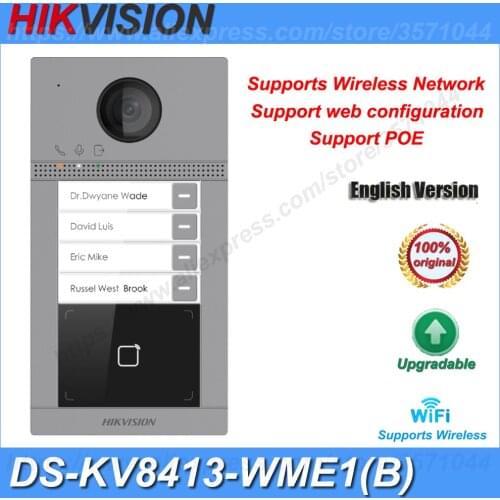 Hikvision 4 Button DS-KV8413-WME1(B) International Version IP Doorbell Door Phone Video Intercom Waterproof Support Card