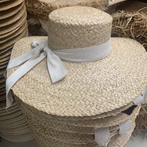 Classical Natural Handmade Raffia Bow Tie Wide Brim Straw Hat For Women Summer Beach Vacation Casual Sun Protection Chapeu Cape