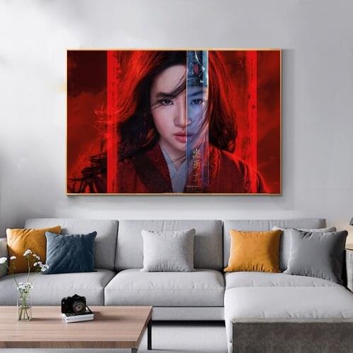 Modern Movie Poster Hua Mulan Paintings on Canvas Posters and Prints Wall Art Liu Yifei Picture for Living Room Cuadros Decor