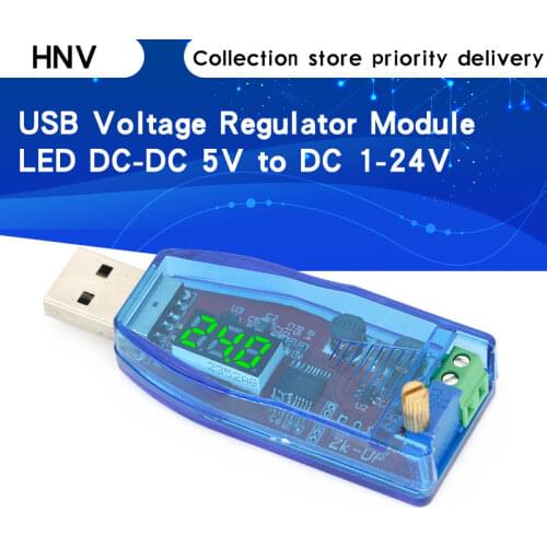 LED DC-DC 5V to DC 1-24V Adjustable Potentiometer USB Step Up/Down Buck Boost Converter Power Supply Voltage Regulator Module