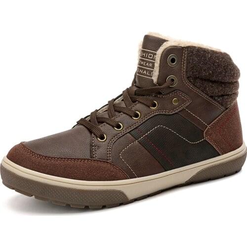 Fleece Warm Winter Hiking Shoes Anti-skid Waterproof Shoes Trekking Mountain Climbing Shoes Mens High-cut Winter Sneakers