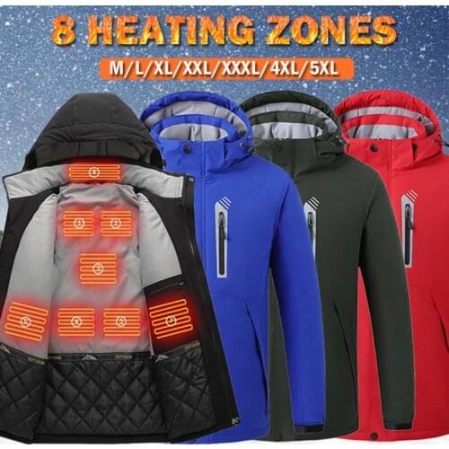 Unisex Smart Electric Heated Intelligent Jacket Outdoor Warm Hooded Washable Men Vest Winter Cloth Camping Hiking Hunting Coat