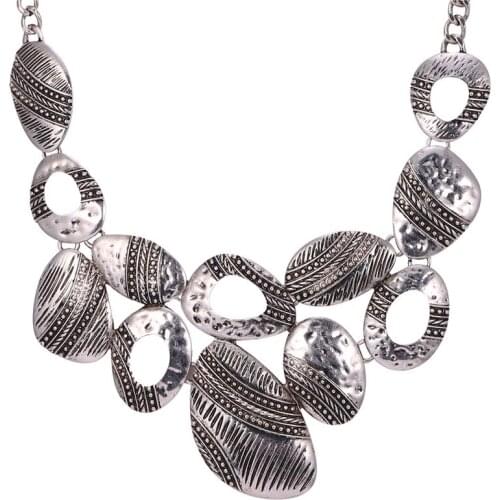 European Style Vintage Jewelry Statement Necklace Antique Copper/Silver Color Maxi Necklace Collares Women Party Gift N1737