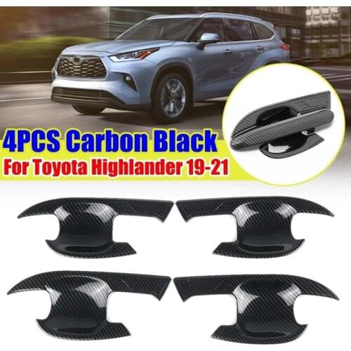 NEW-4PCS Exterior Door Bowl Handle Cover Set Left-Hand for Toyota Highlander RVA4 2019-2021 Car Handle Accessories Carbon