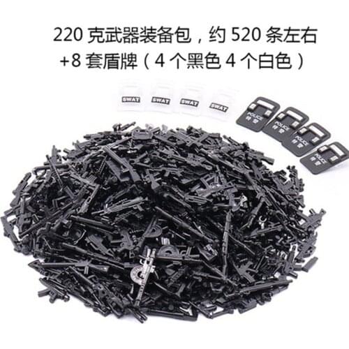 Military Weapon Gun SWAT 520pcs Chicken Dinner Battle Axe Rifle WW2 Bow and Arrow Shield Telescope Militarys Weapons Kits