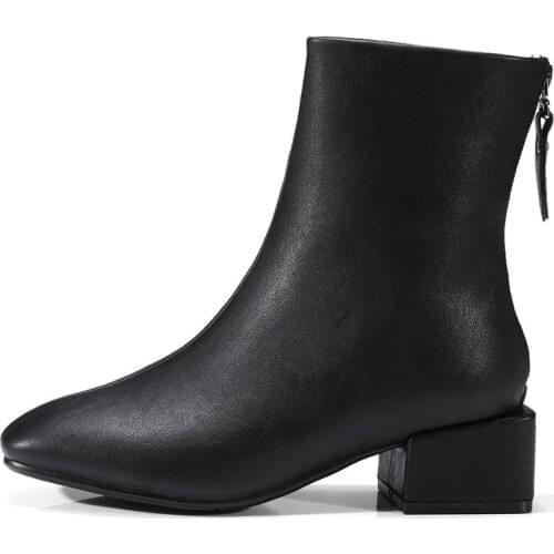 Winter for woman new fashion Consice New Square toe Pure color silver Back zipperAnkle boots 32-42