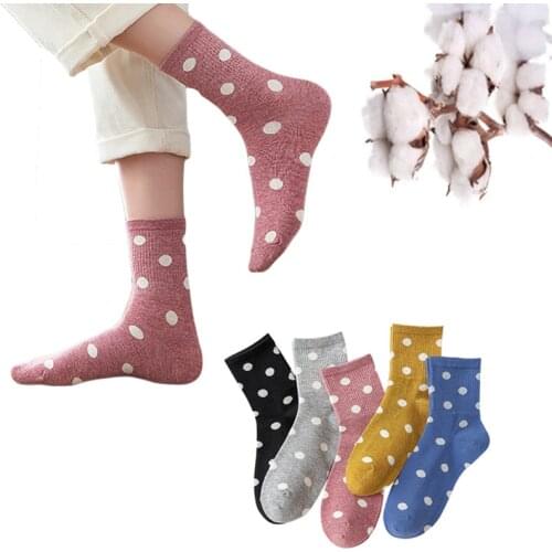 Women Socks Beautiful Cotton Kawaii Retro Casual Polka Dot Socks Haussettes Skarpetki Damskie Girl Style Woman Sock
