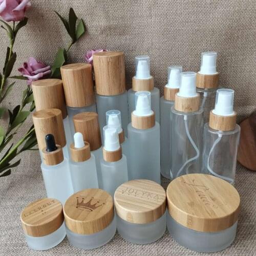 1oz 2oz 4oz CBD Hemp Cream jars 15g 30g 50g 100g Frosted Matt Black Cosmetic Cream Packaging Glass Jar with Bamboo Plastic Lid