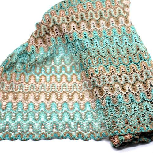 1 Yard Knitting Mesh Lace Fabrics Wave Striped Zig Zag Mint Green Fabric Soft Mesh Dress Fabric Floral 150cm