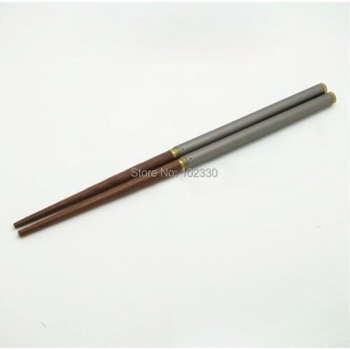 10 Pairs Pure Titanium With Wood Chopsticks Foldable Portable Tableware For Outdoor Camping Picnic Travel