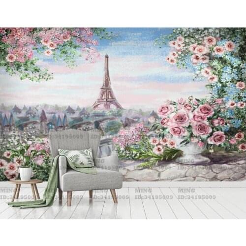Custom photo 3d wallpaper Hand painted flowers city TV background living room home decor 3d wall murals wallpaper for walls 3 d