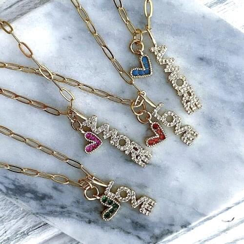 5Pcs Women luxury cz pave necklace jewelry for mom gift letter gold chain letters pendant necklace