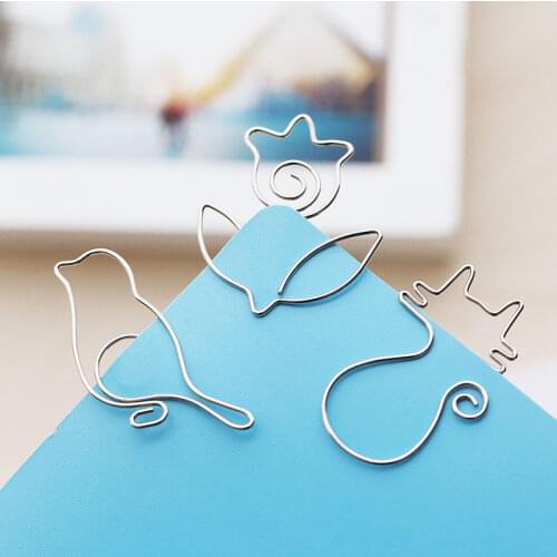 50 pcs/Lot metal cat bookmarks for reading books clips page holder School separador de libros EC928