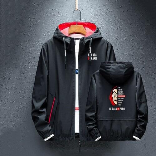 2021House of Paper Money Heist La Casa De Papel New Bomber Zipper Casual Streetwear Jacket Tide Brand Top Mens Fashion Clothes