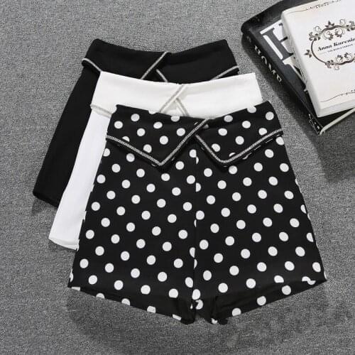 High Waist Hot Pants Womens Summer New Style Loose Wide Leg Fashion All-match Diamond Polka Dot Hot Pants Fashion Short Femme