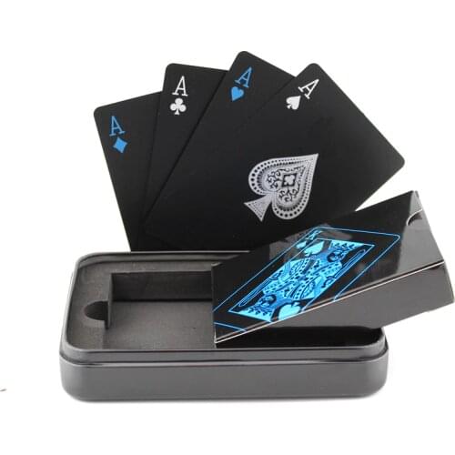 Black Plastic Playing Cards Not Fade Card PVC Cartes Plastiques Poker 100% Waterproof Magic Box Playing Cards Baralho Gift Club