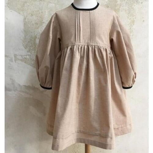 Korean Japan Style Children Clothing Kids Party Dresses 2021 New Spring Baby Linen Cotton Dress Toddler Casual Princess Dress