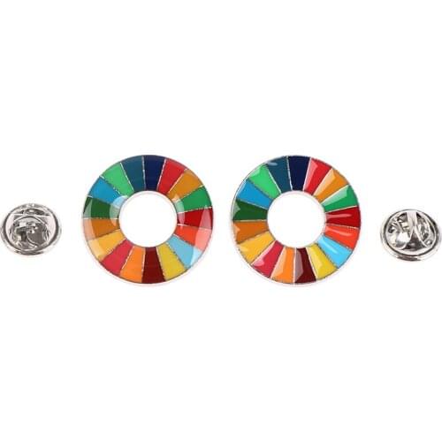 Enamal 17 Colors Sustainable Development Goals Brooch United Nations Pin Badge Color Drip Oil And Enamel Commemorative Badge