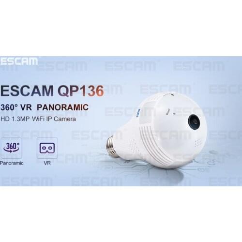 Escam QP136 HD 1080P 2MP E27 power WIFI IP Camera 360 Degree Panoramic H.264 Infrared Indoor Motion Detection Security Camera