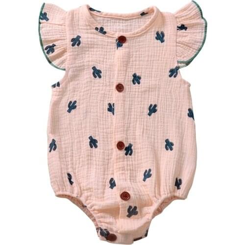 Summer Newborn Infant Baby Girls Romper Cotton Button Baby Rompers Fashion Baby Clothing