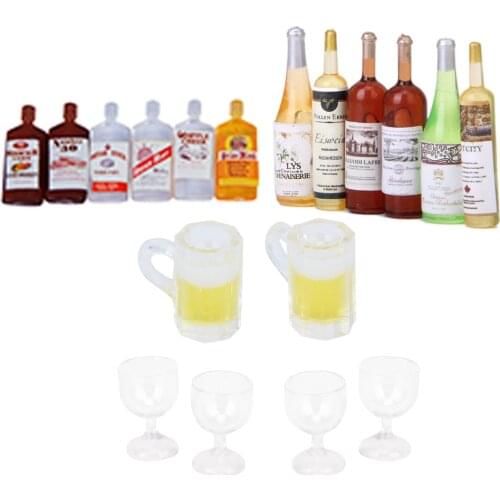Brand New High Quality Dollhouse Miniature Pub with Wine Drink Whisky Bottles Goblets Beer Cups Doll House Decoration Prend Play