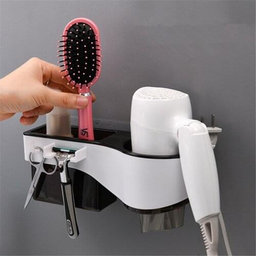 Wall Mounted Hair Dryer Storage Organizer Rack Holder Bathroom Organizer Drier Hanger Hair Dryer Holder Storage Shelf