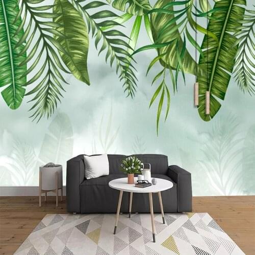 Custom Mural 3D Photo Wallpaper Waterproof Self-adhesive Green Leaves Living Room Sofa Bedroom TV Background Wall Decor Painting
