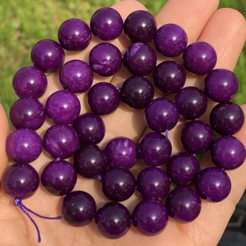 Natural Stone Dark Purple Sugilite Jades Beads Round Spacer Loose Beads For Jewelry Making DIY Bracelet Accessories 6/8/10/12mm