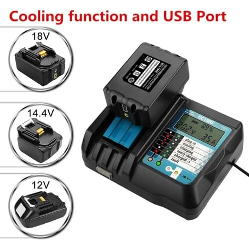 Newest DC18RF Li-ion Battery Charger 3.5A Charging Current for Makita 14.4V 18V BL1830 Bl1430 DC18RC DC18RA Power tool with USB