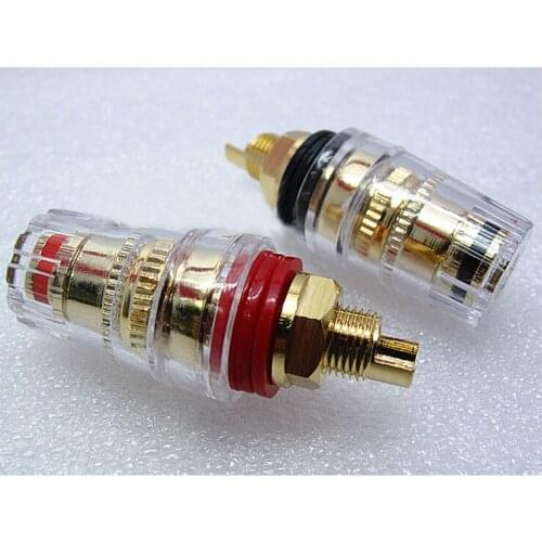 A pair 45mm Banana connector Gold-plated Banana plugs sockets Copper terminal for Stereo speakers