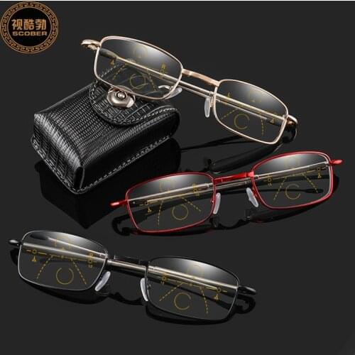 Progressive multifocal Photochromism reading glasses men far near sight anti-blue reading glasses women eyewear with case