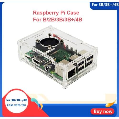Raspberry Pi 4 Model B ABS Case Transparent ABS Enclosure Box Shell for Raspberry Pi 4B 3B+ Plus 3B 2B B with Fan