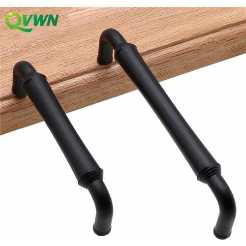 QVWN Modern Simple Matte Black Handle Hardware Cabinet Knobs And Kitchen Handles For Furniture Drawer Solid Zinc Alloy Door
