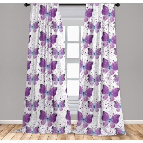 Butterfly Curtains Surreal Stared with Polygonal Butterflies Modern Window Treatments for Living Room Bedroom Decor