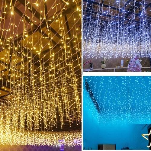 Led Icicle Curtain Firefly Light Fairy Light for Wedding Home Party Decoration Outdoor Led Light Blue Christmas String Lights