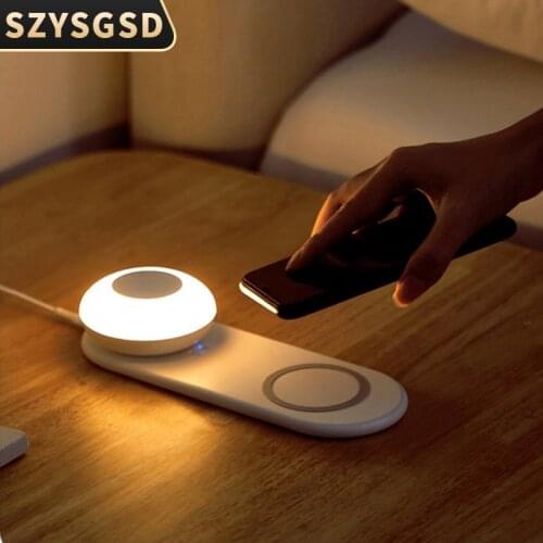 Led Light with Wireless Charger For iPhone Samsung Huawei Smartphone Wireless Charger Table Lamp Wireless Charging Pad