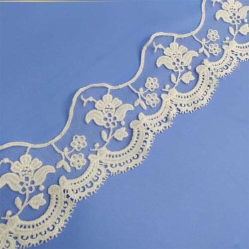 1Yd Embroidered Ribbon Floral Lace Wave Trim DIY Fabric Sewing Craft Clothing