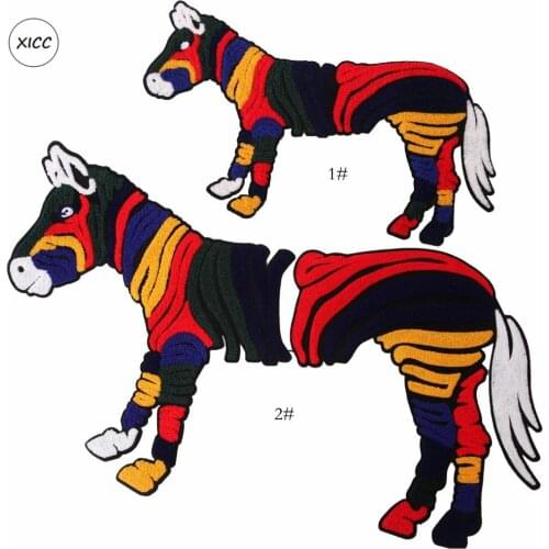 XICC New Biggest Size 69x40cm Cartoon Horse Towel Embroidery Patches Multicolour Letters Riverdale Sewing Applique on clothes