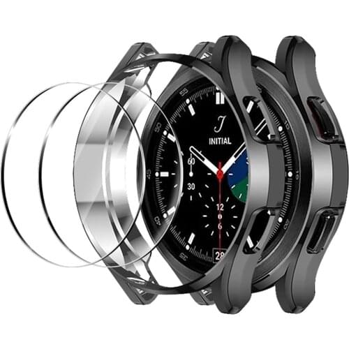 Screen Protector for Samsung Galaxy Watch 4 Classic 46mm 42mm TPU Case Tempered Glass Film for Galaxy Watch3 45mm 41mm Cover