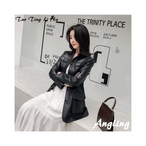 2020 Women Spring Genuine Real Sheep Leather Jacket R11