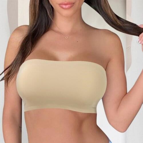 Women Sports No Steel Ring Underwear Wrapped Chest Yoga Comfortable Sleep Bra Vest Insert Tube Top Bandeau Bra Vest Tees